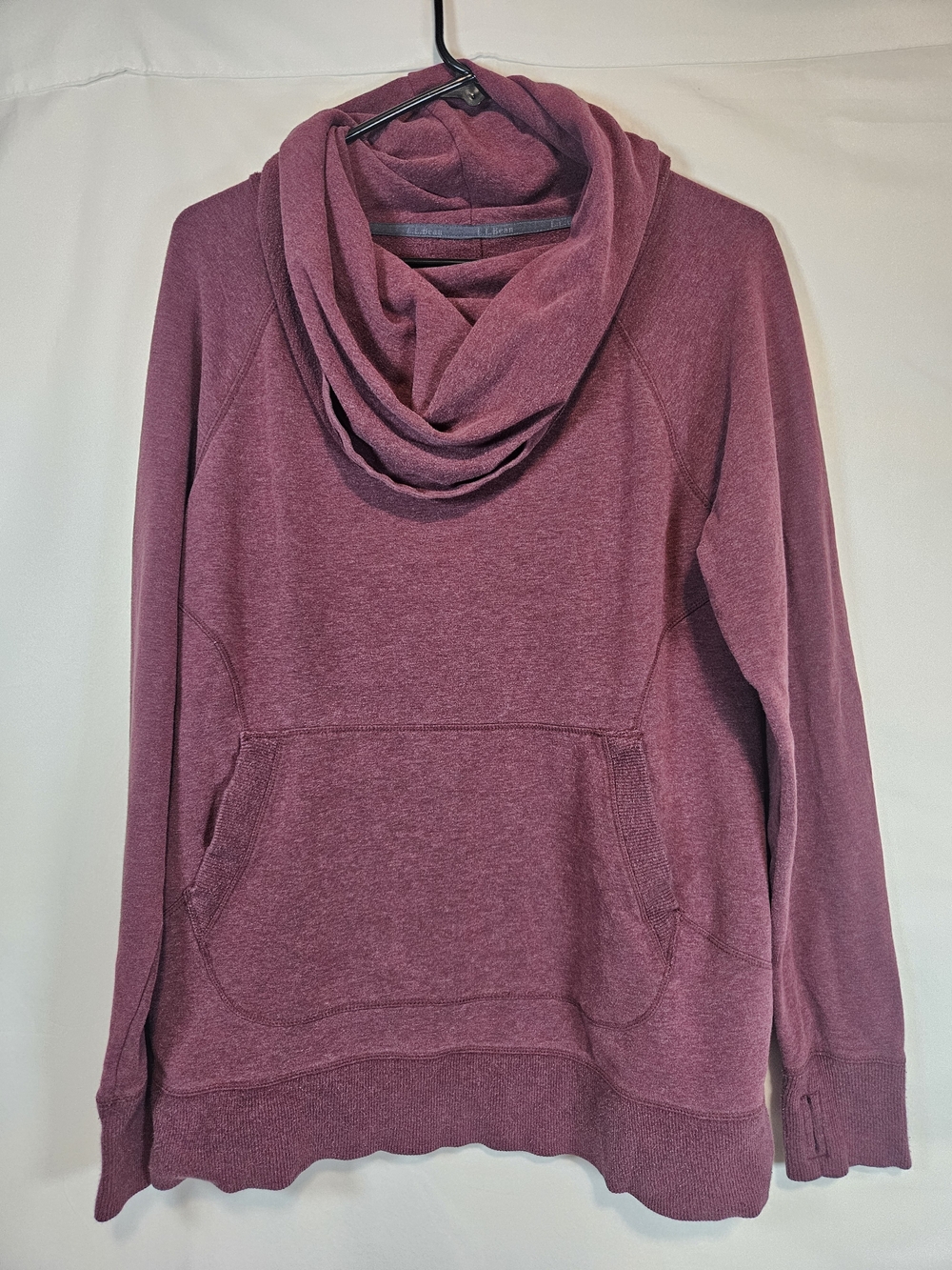 L.L. Bean Mauve Cowl Neck Pullover with Kangaroo Pocket
